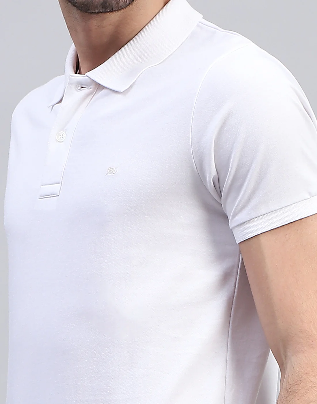 Men White Solid Polo Collar Half Sleeve T-Shirt - Image 6
