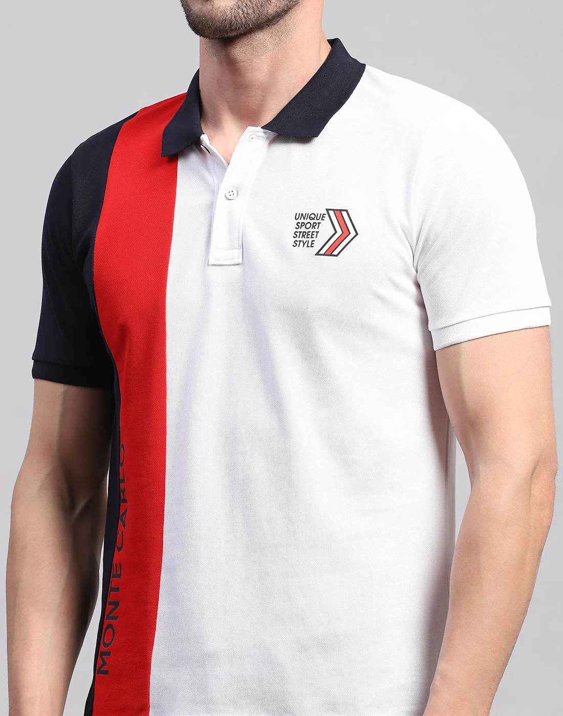 Men White Solid Polo Collar Half Sleeve T-Shirt - Image 7