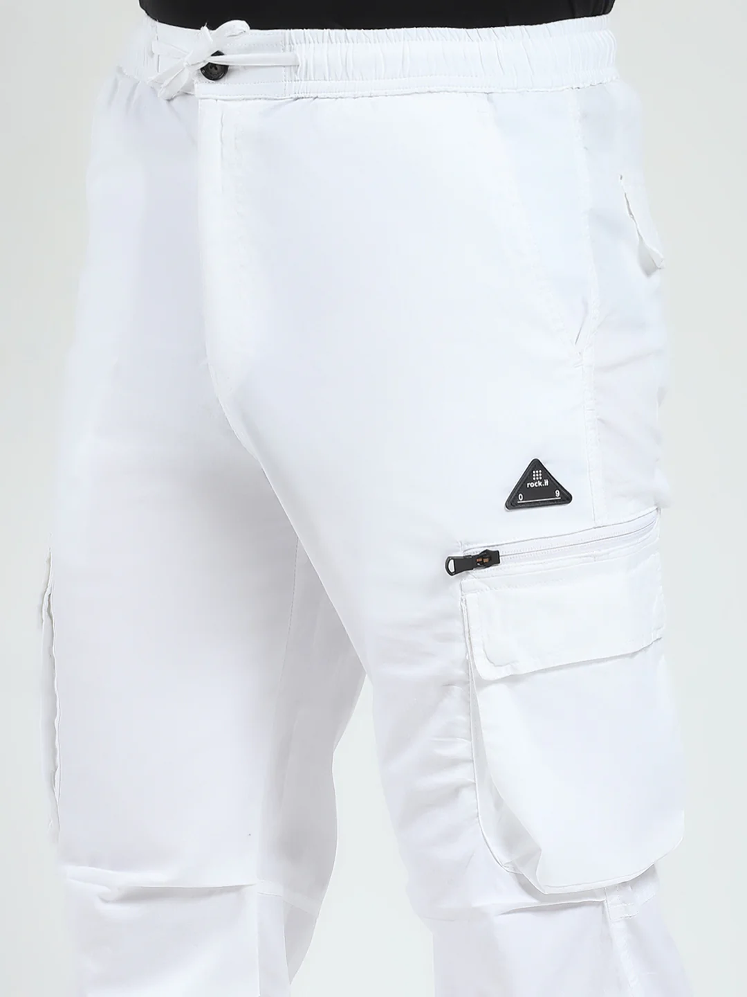 Rock.it Men White Solid Regular Fit Cargo - Image 6