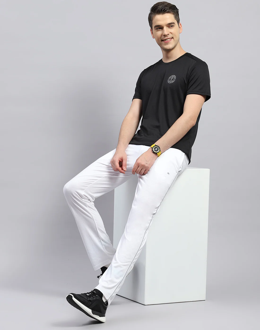 Men White Solid Regular Fit Lower - Image 2