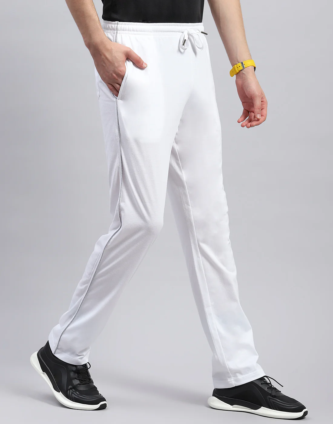 Men White Solid Regular Fit Lower - Image 4
