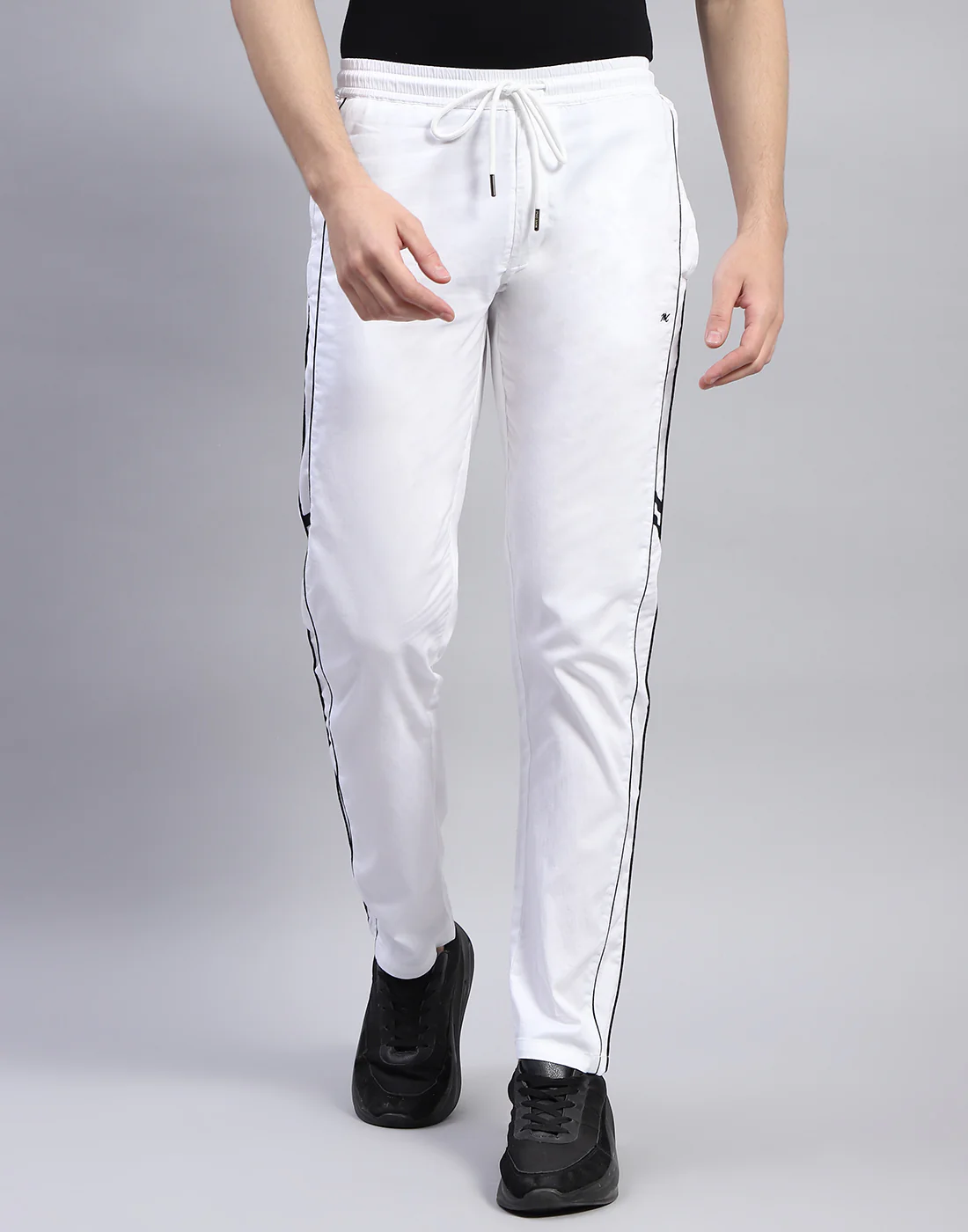 Men White Solid Regular Fit Lower - Image 3