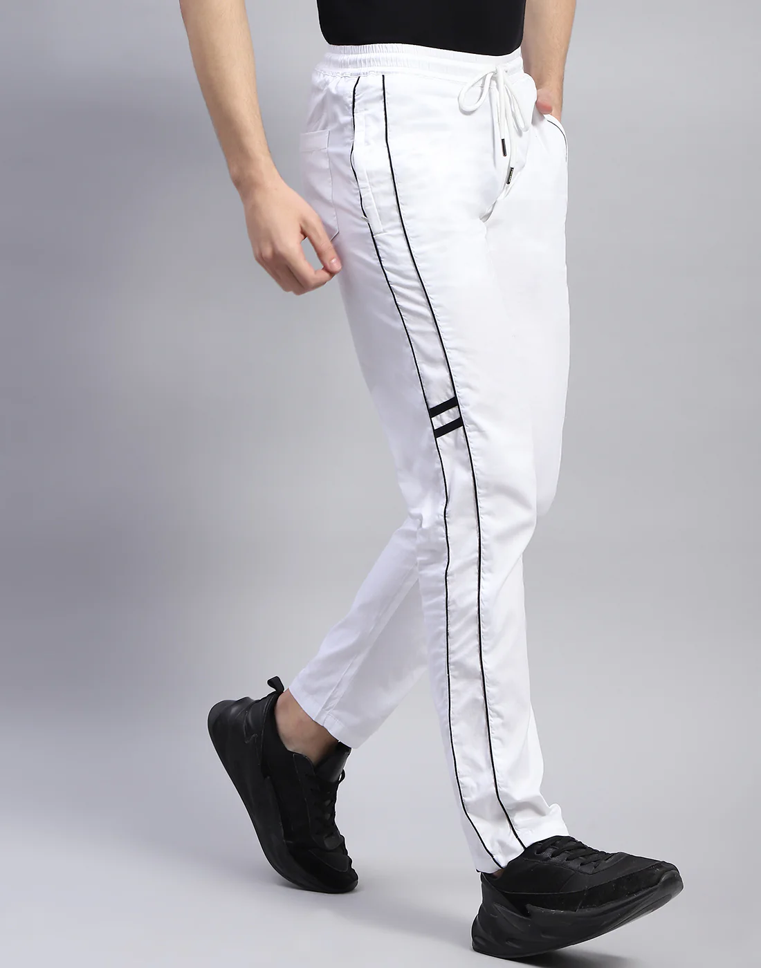 Men White Solid Regular Fit Lower - Image 5