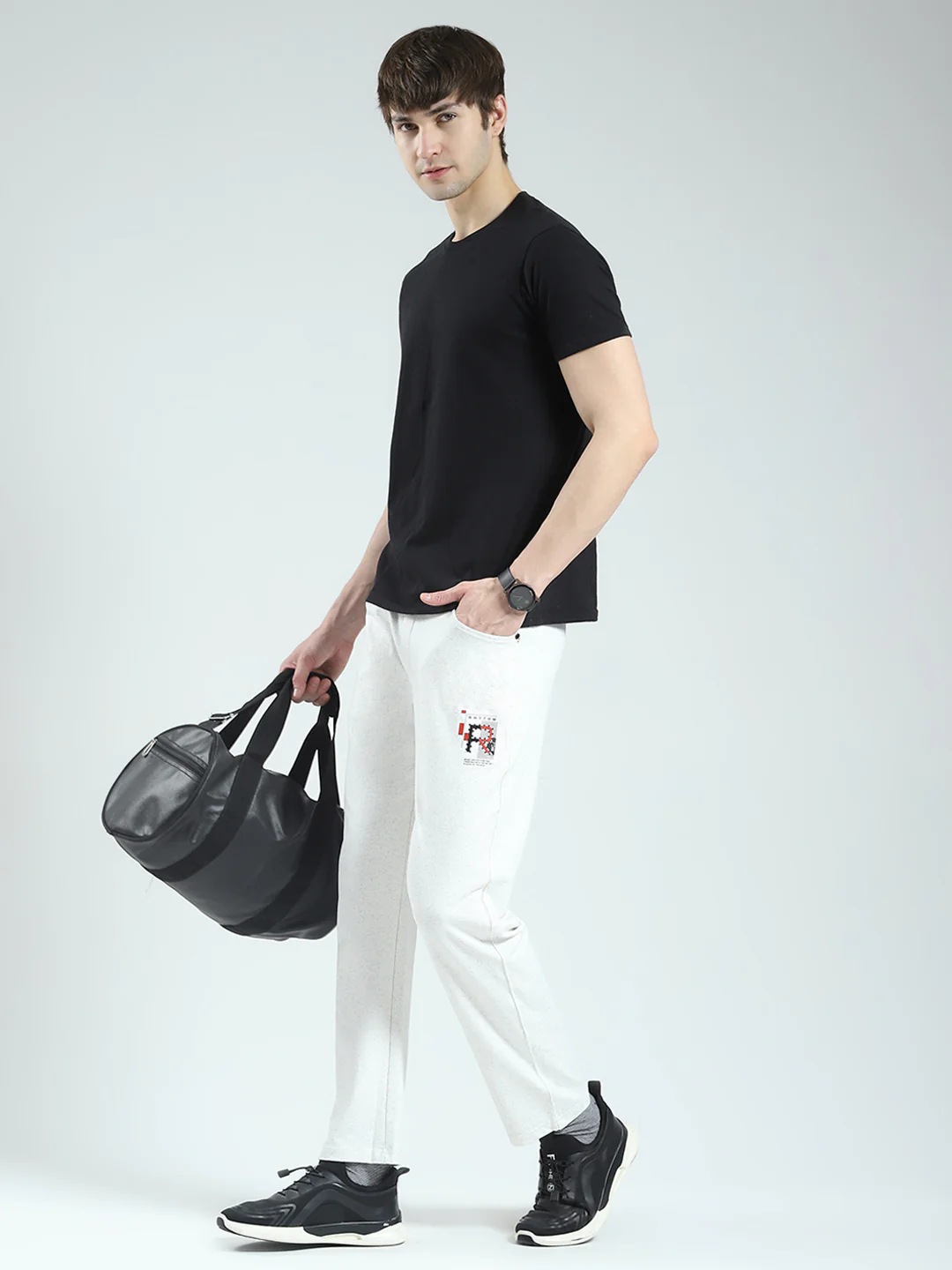 Men White Solid Regular Fit Lower - Image 2