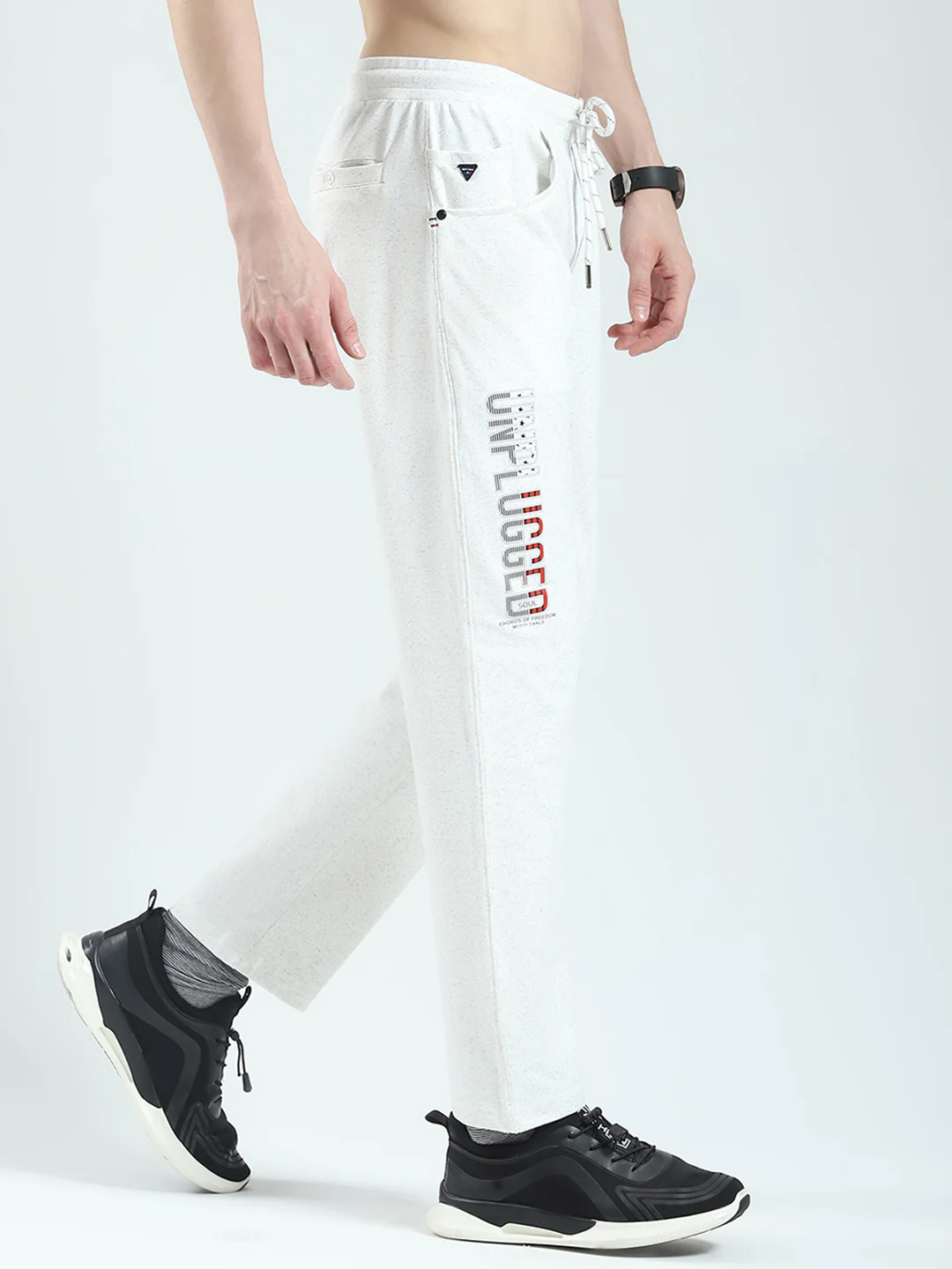 Men White Solid Regular Fit Lower - Image 4