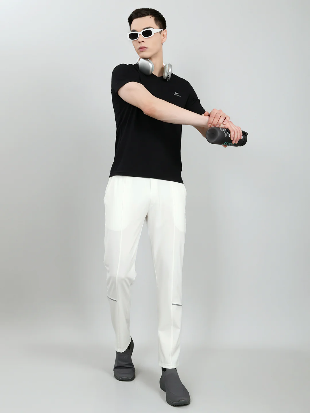 Men White Solid Regular Fit Lower - Image 6