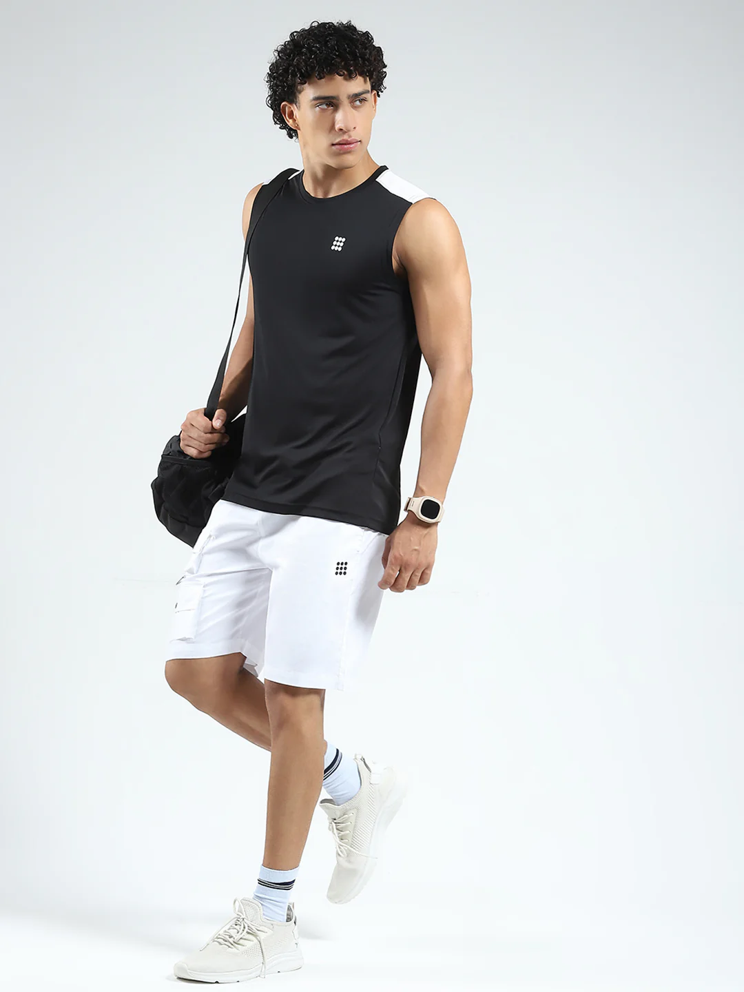 Rock.it Men White Solid Regular Fit Shorts - Image 2