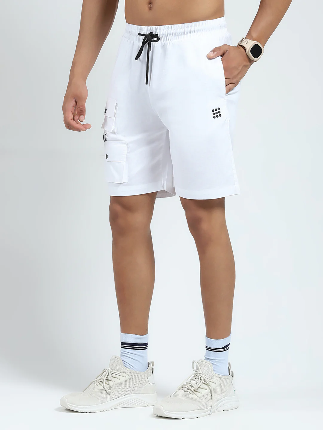Rock.it Men White Solid Regular Fit Shorts - Image 3