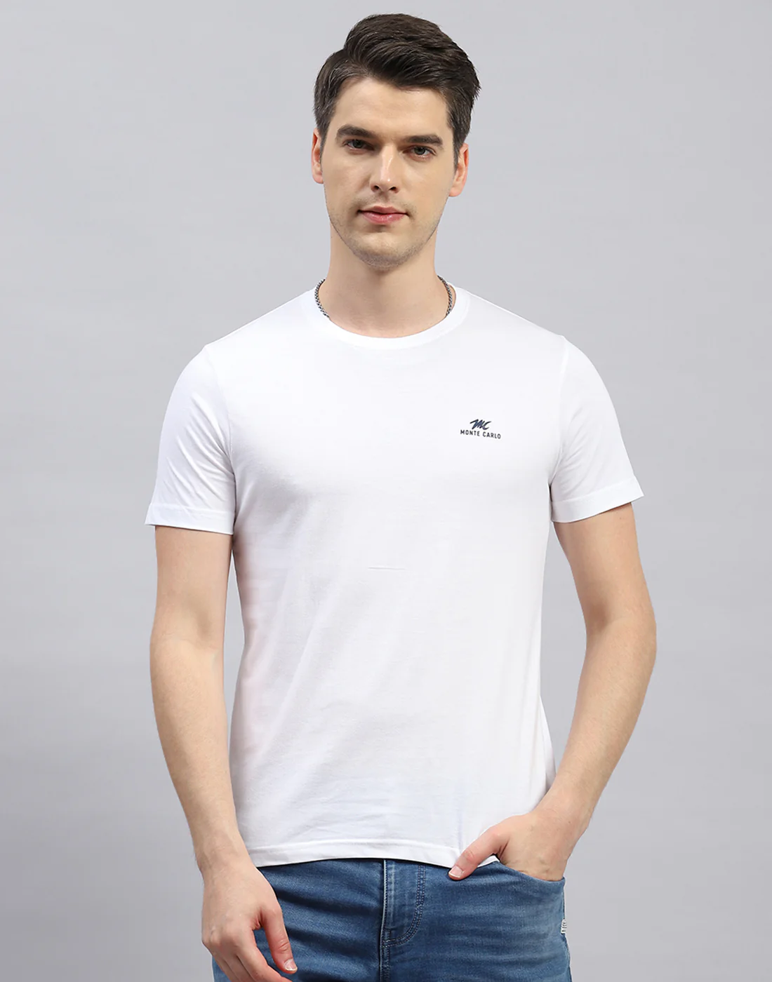 Men White Solid Round Neck Half Sleeve T-Shirt (Pack of 3) - Image 3