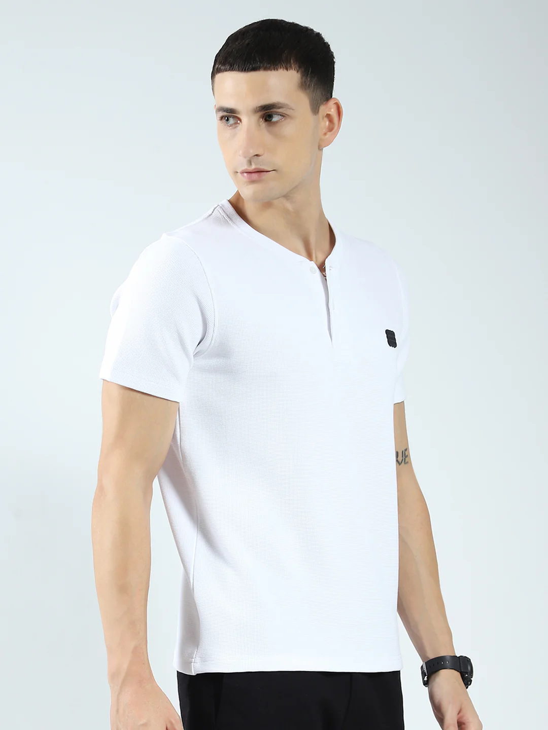 Rock.it Men White Solid Round Neck Half Sleeve T-Shirt - Image 4