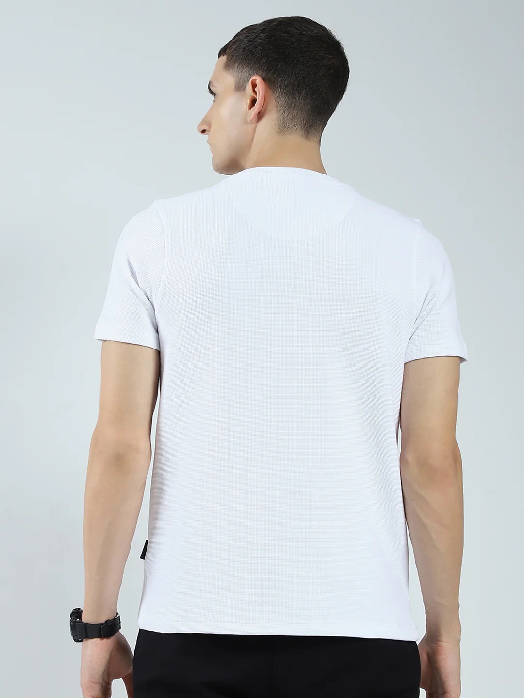 Rock.it Men White Solid Round Neck Half Sleeve T-Shirt - Image 5