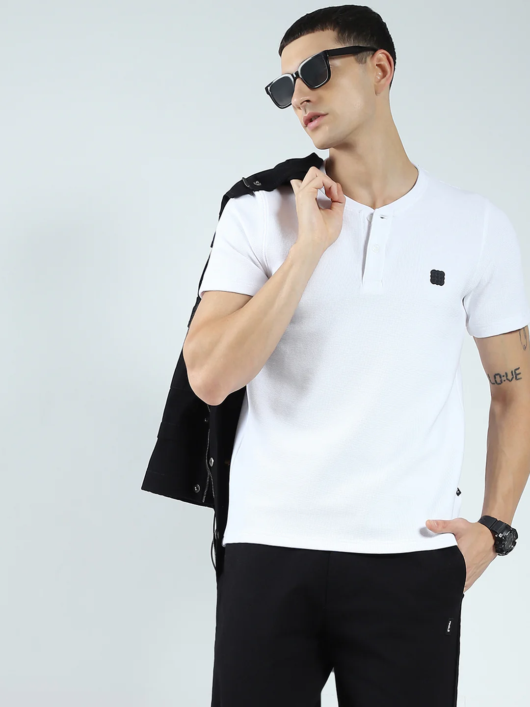 Rock.it Men White Solid Round Neck Half Sleeve T-Shirt - Image 6