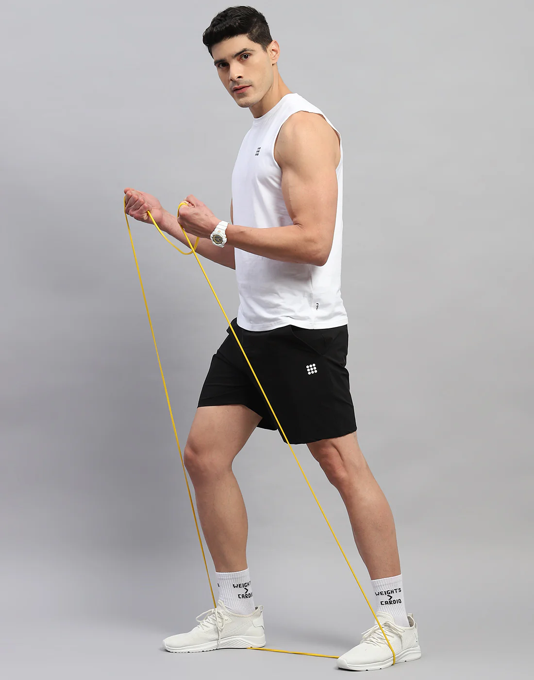 Rock.it Men White Solid Round Neck Sleeveless T-Shirt - Image 2