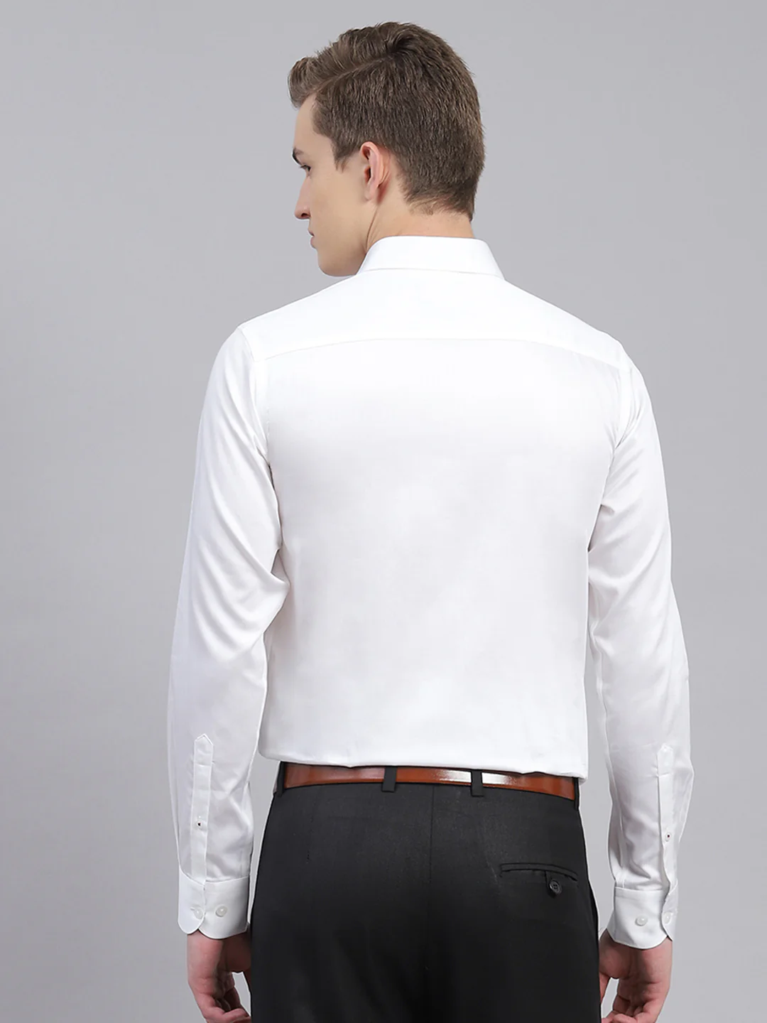 Men White Solid Shirt - Image 5