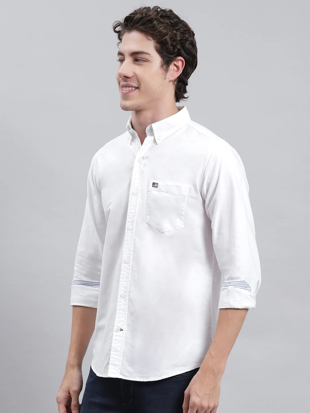 Men White Solid Shirt - Image 4