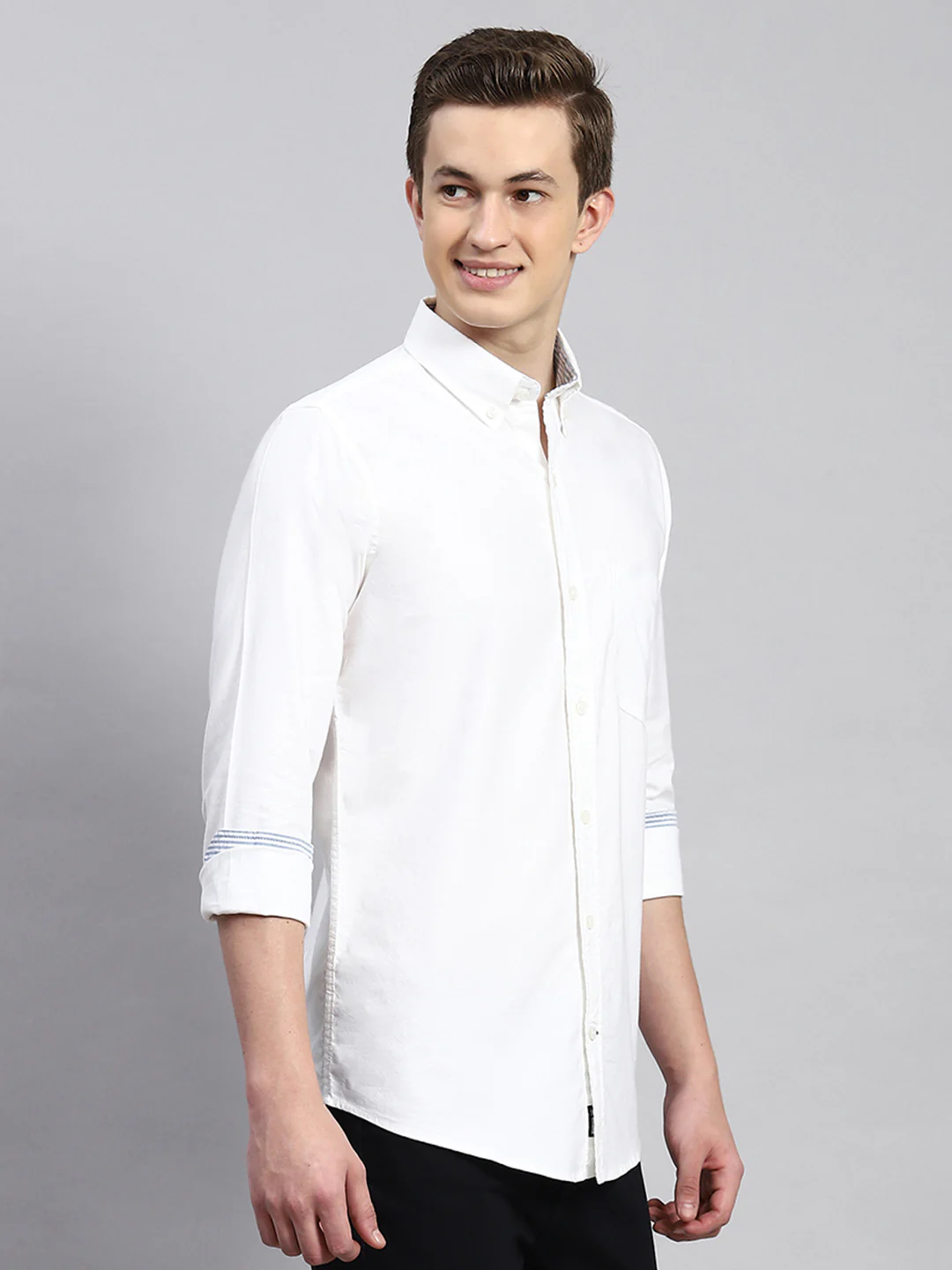Men White Solid Shirt - Image 3