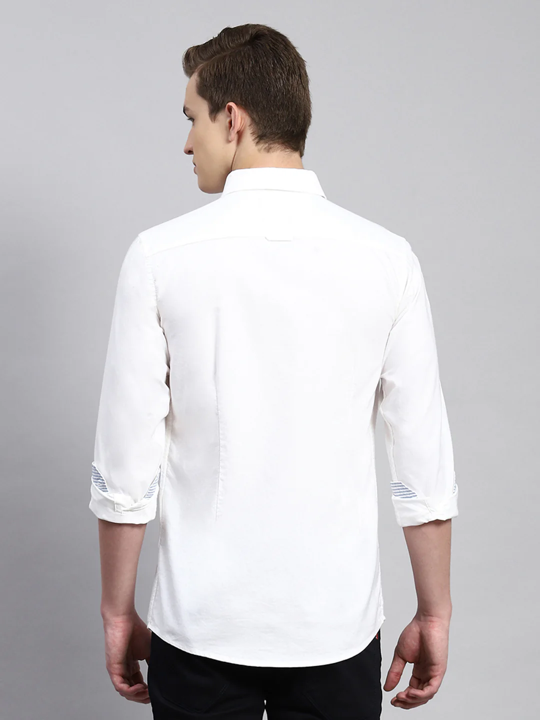 Men White Solid Shirt - Image 5