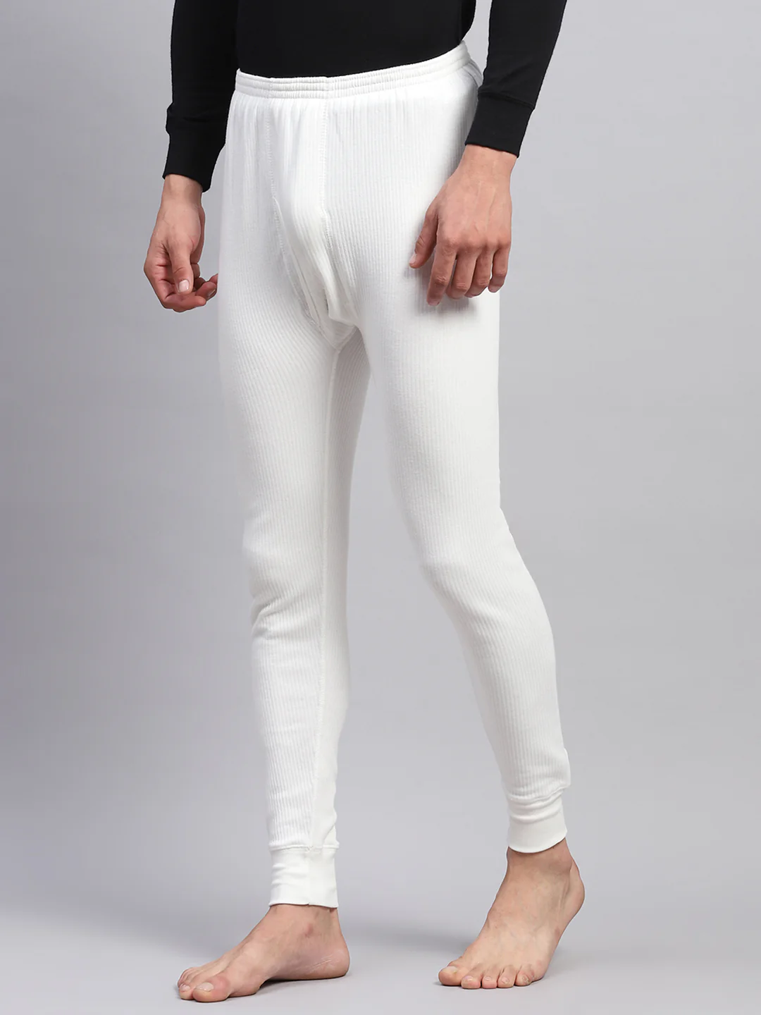 Men White Solid Thermal Lower - Image 3