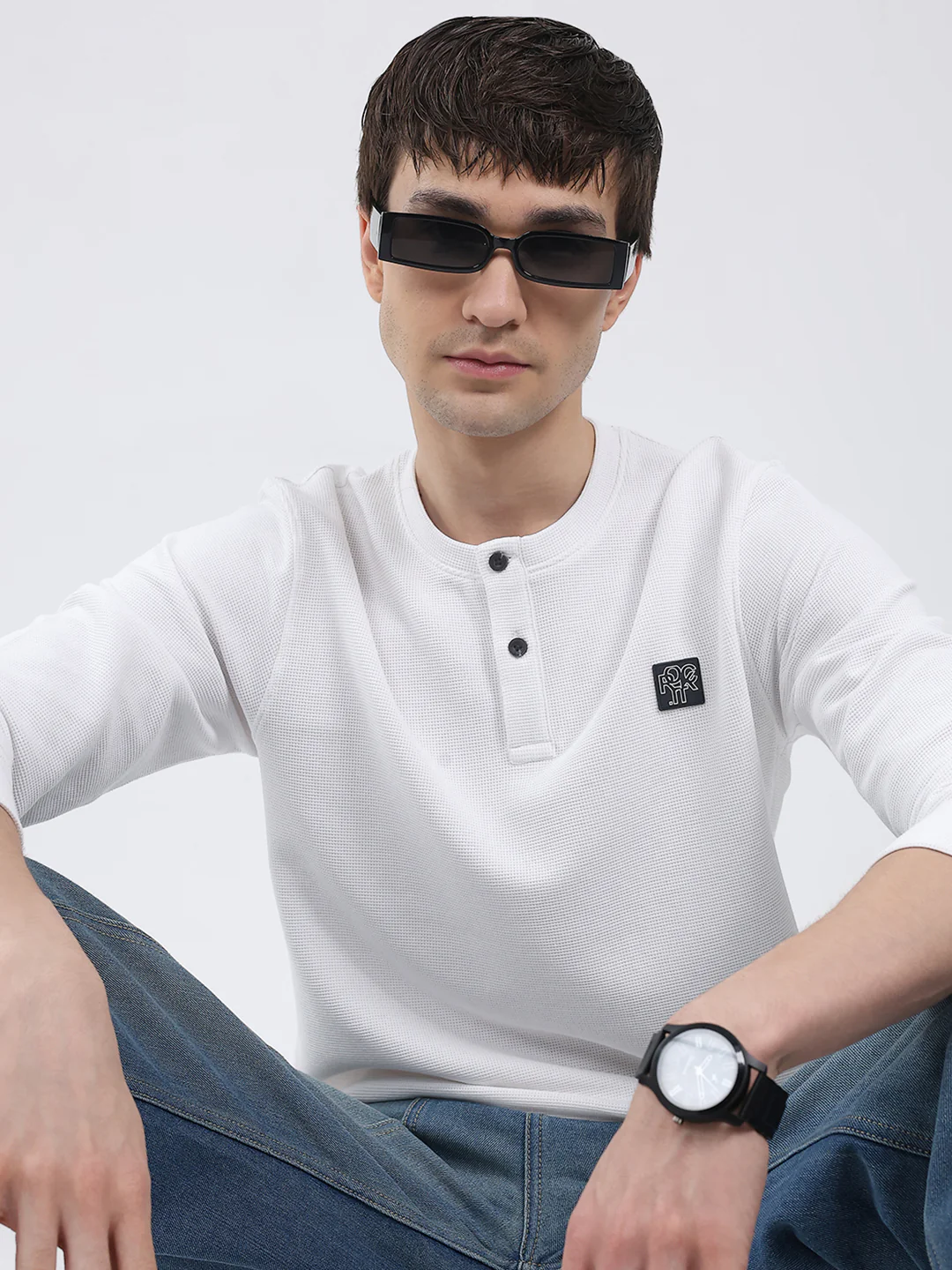 Rock.it Men White Solid Round Neck Full Sleeve Winter T-Shirt - Image 7
