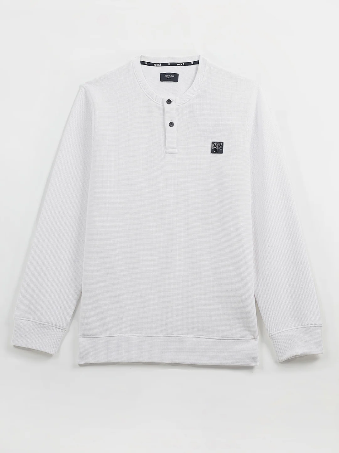 Rock.it Men White Solid Round Neck Full Sleeve Winter T-Shirt - Image 9