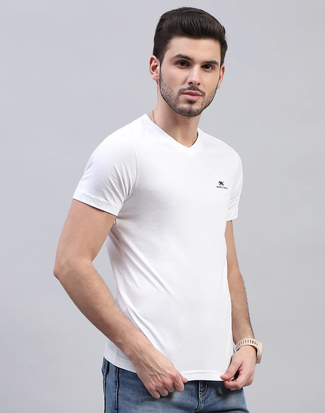 Men White Solid V Neck Half Sleeve T-Shirt (Pack of 3) - Image 12