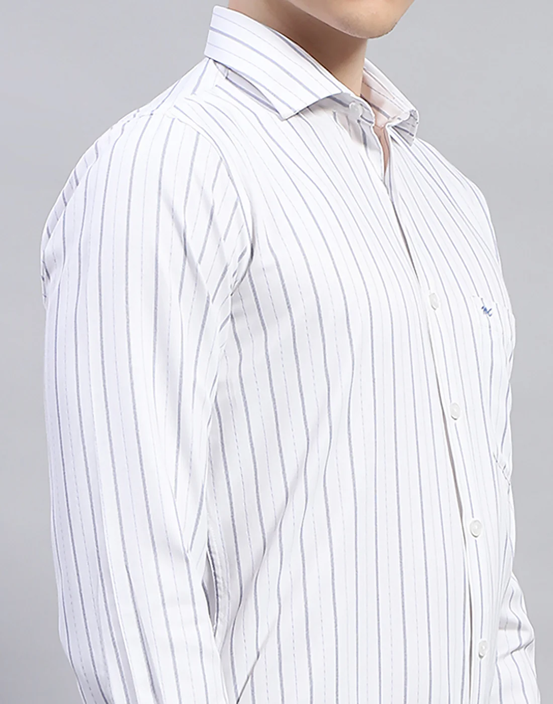 Men White Stripe Collar Full Sleeve Shirt - Image 7