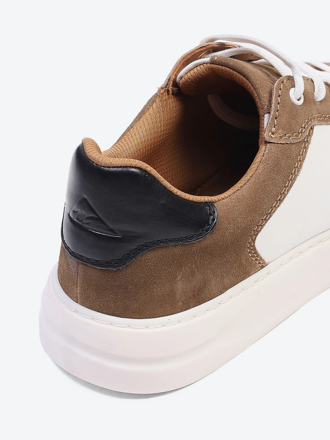 Men White & Tan Lace Up Genuine Leather Casual Sneakers - Image 11