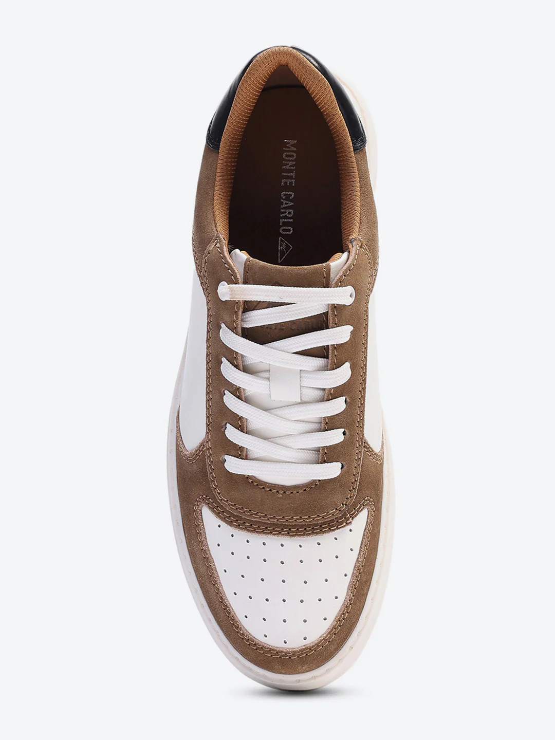 Men White & Tan Lace Up Genuine Leather Casual Sneakers - Image 7