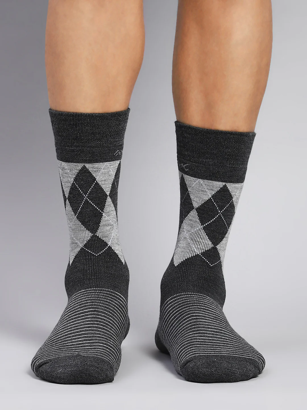 Men Wool blend Check Calf Length Socks (Pack of 2) - Image 6