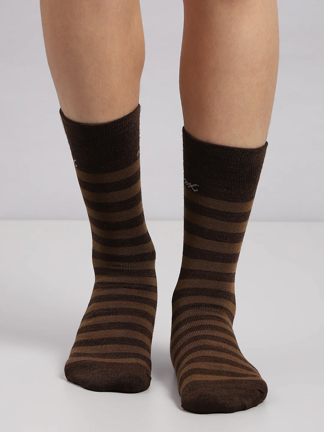 Men Wool blend Stripe Mid Calf Length Socks (1 Pair) - Image 2