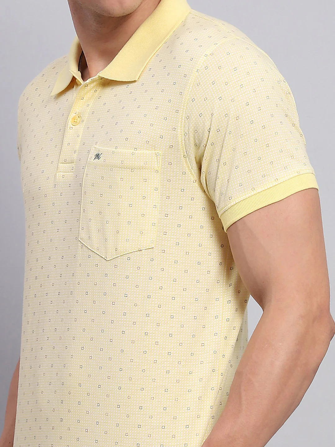 Men Yellow Printed Collar Half Sleeve T-Shirt - Image 6