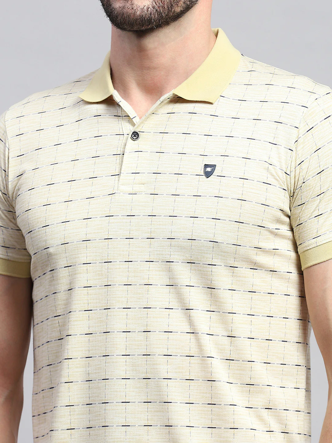 Men Yellow Printed Collar Half Sleeve T-Shirt - Image 7