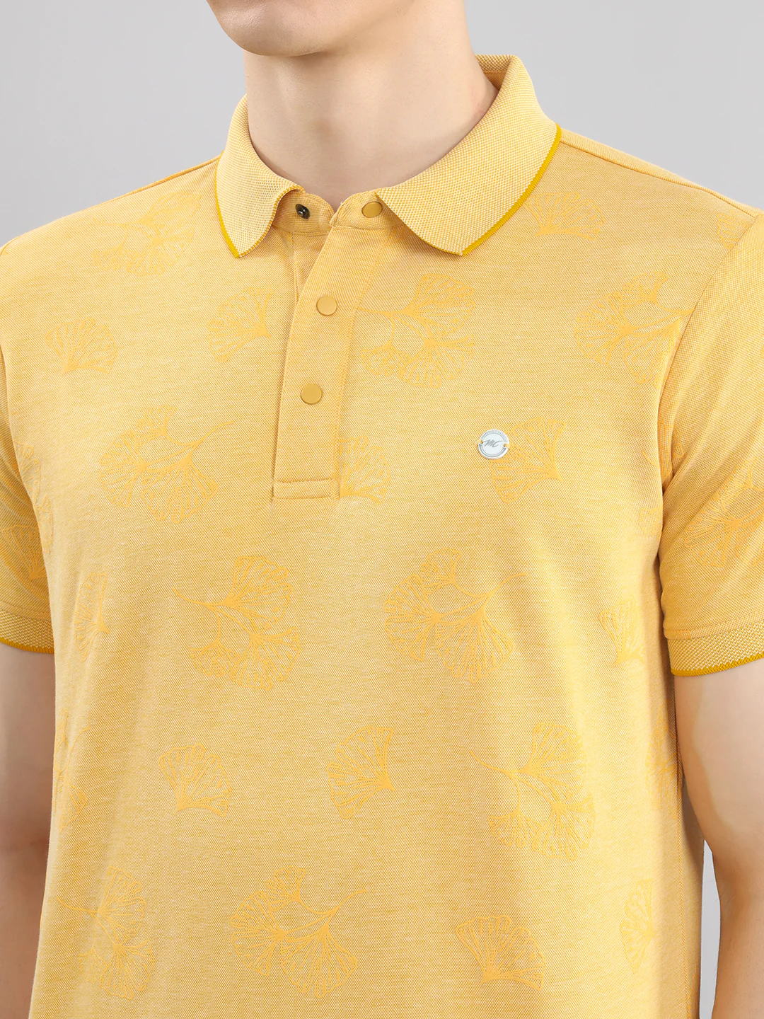Men Yellow Printed Collar Half Sleeve T-Shirt - Image 5