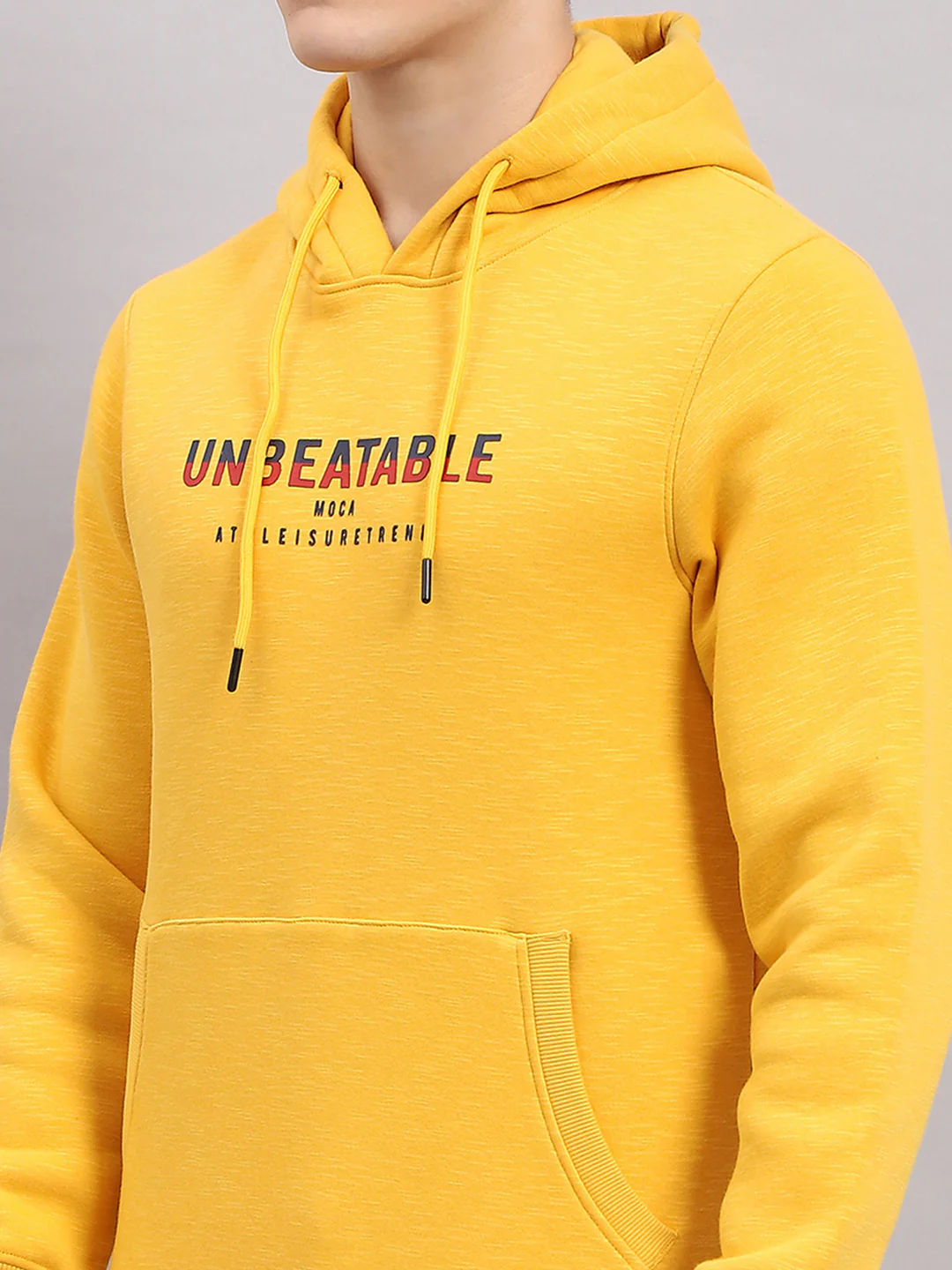 Men Yellow Printed Hooded Full Sleeve Sweatshirt - Image 7