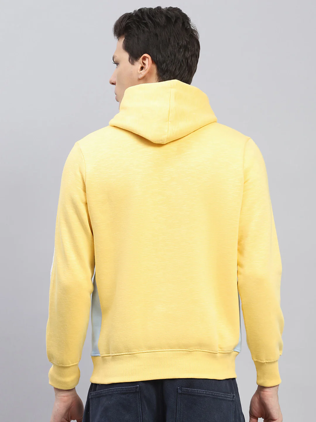 Men Yellow Printed Hooded Full Sleeve Sweatshirt - Image 5