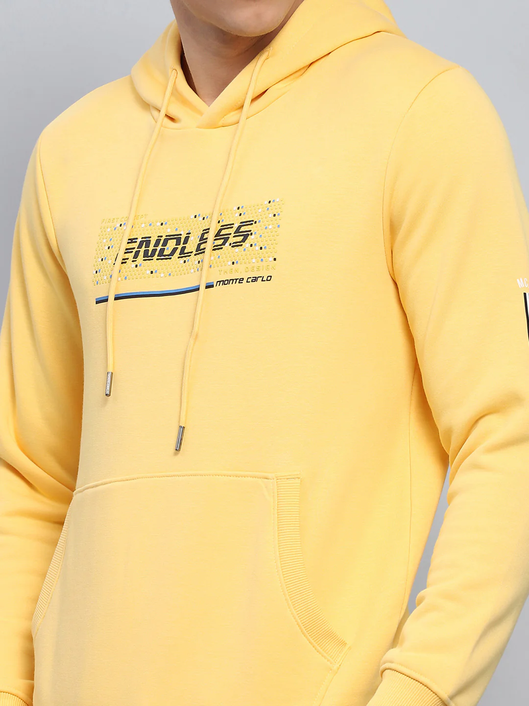 Men Yellow Printed Hooded Full Sleeve Sweatshirt - Image 6