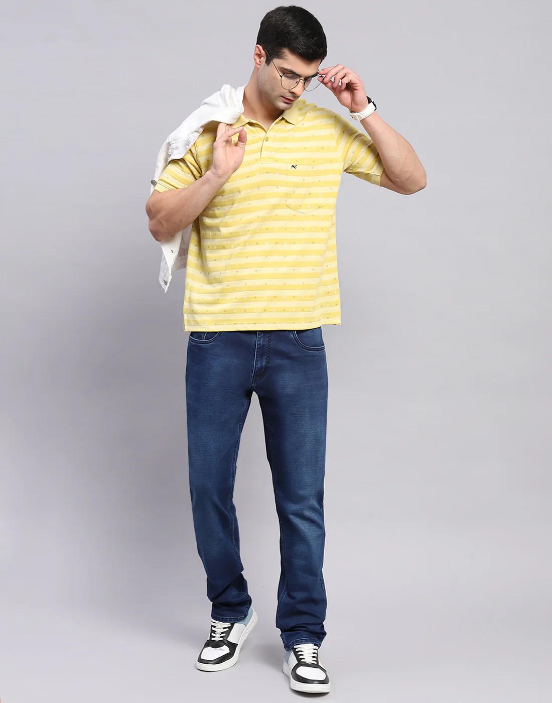 Men Yellow Printed Polo Collar Half Sleeve T-Shirt - Image 2