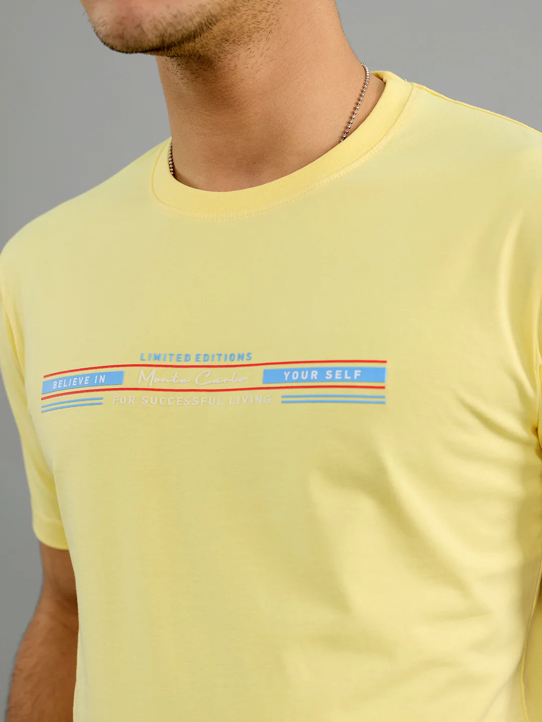Men Yellow Printed Round Neck Half Sleeve T-Shirt - Image 5