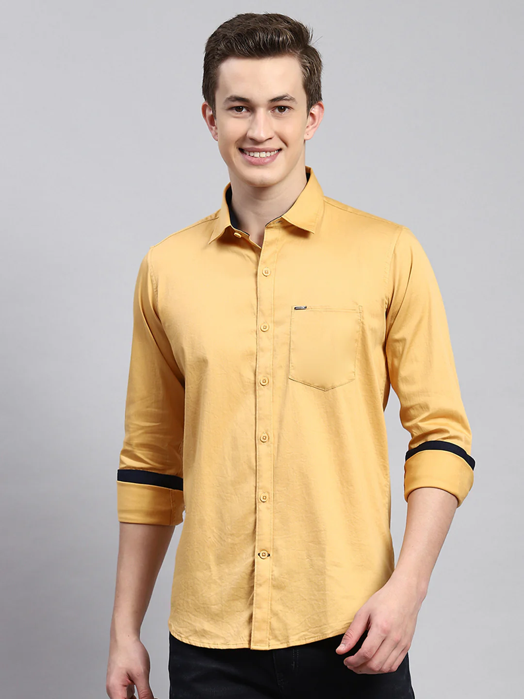 Men Yellow Printed Shirt - Image 2