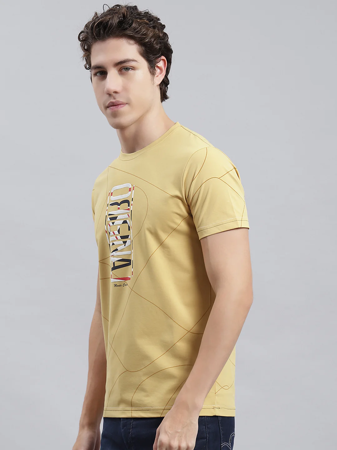 Men Yellow Printed T-Shirt - Image 4