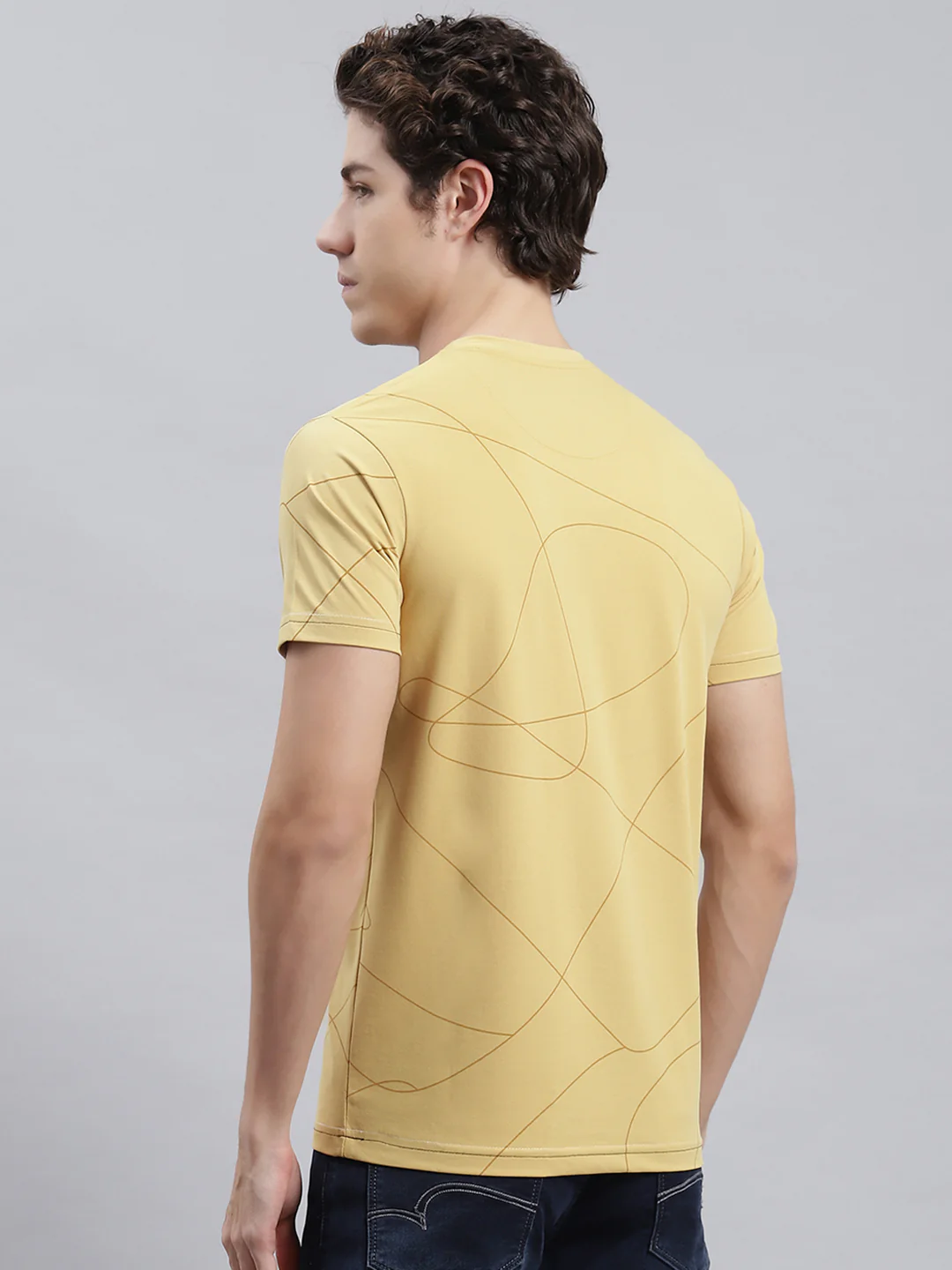 Men Yellow Printed T-Shirt - Image 5