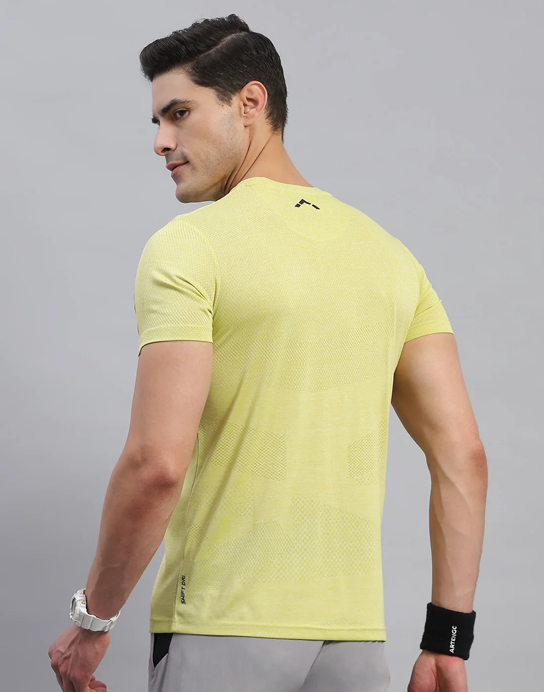 Rock.it Men Yellow Self Design Round Neck Half Sleeve T-Shirt - Image 5