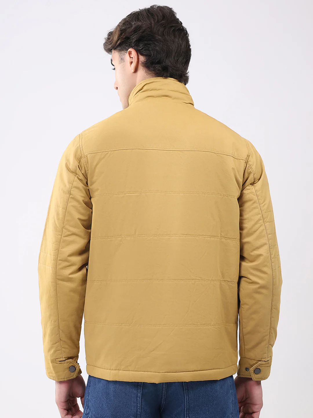 Men Yellow Solid Collar Full Sleeve Jacket - Image 5