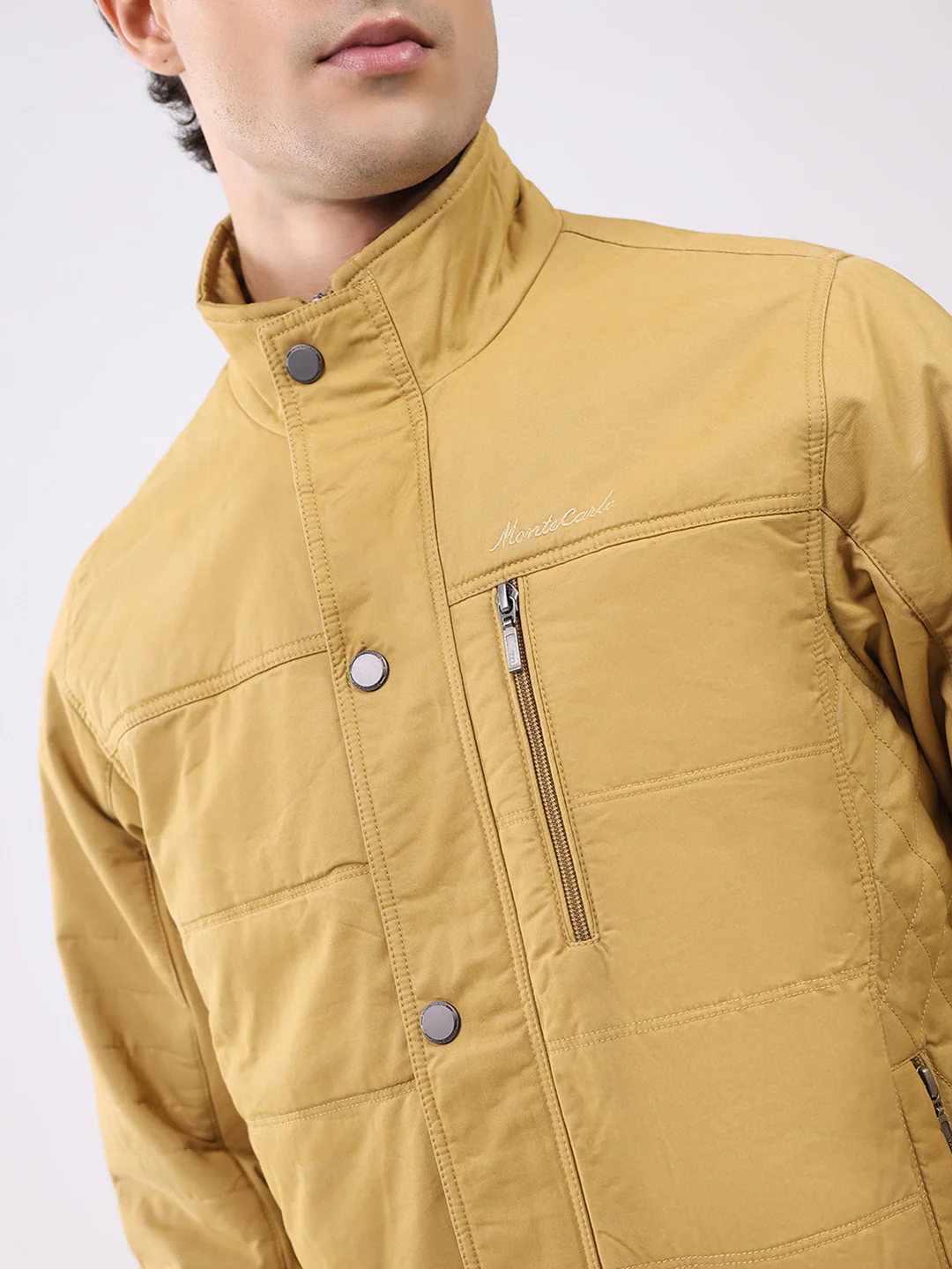 Men Yellow Solid Collar Full Sleeve Jacket - Image 6