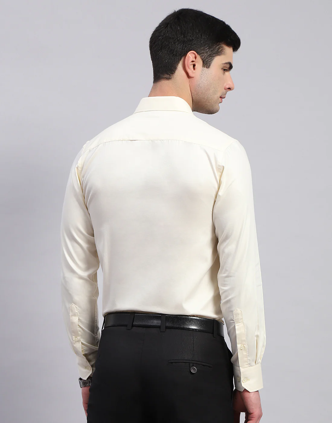 Men Yellow Solid Collar Full Sleeve Shirt - Image 5