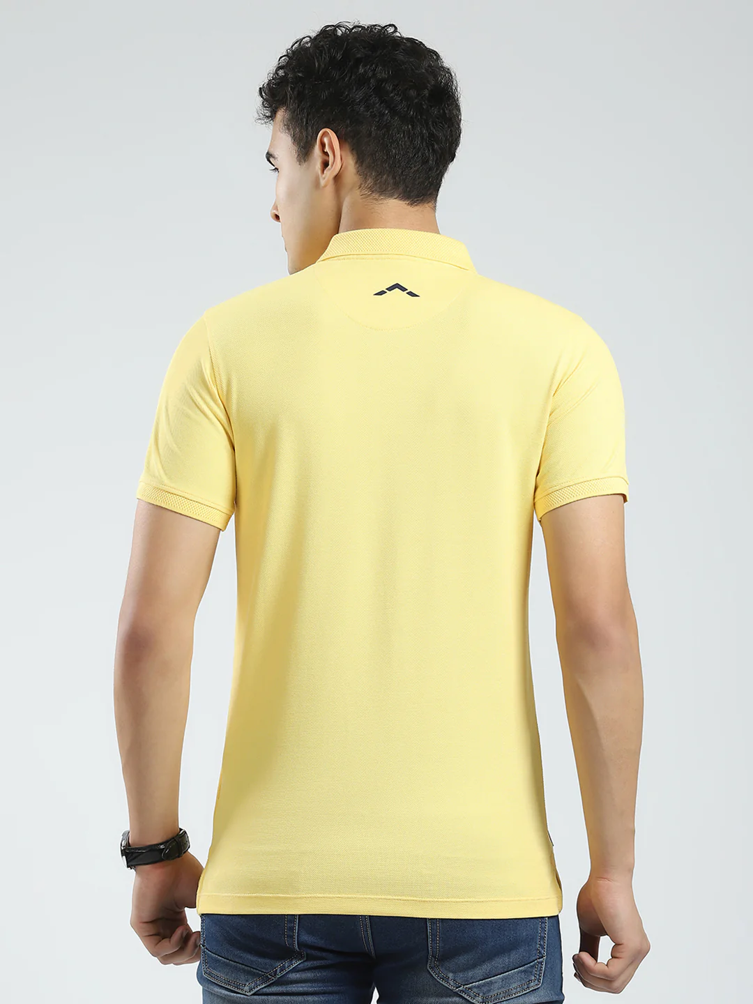 Rock.it Men Yellow Solid Collar Half Sleeve T-Shirt - Image 5