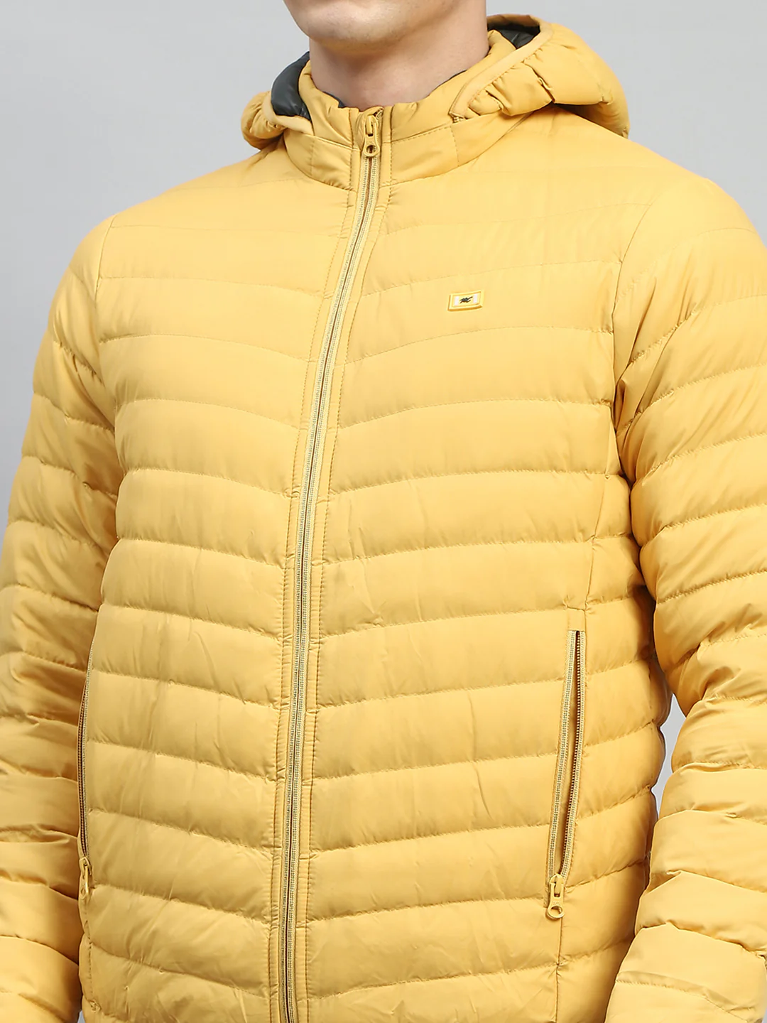 Men Yellow Solid Hooded Full Sleeve Jacket - Image 7