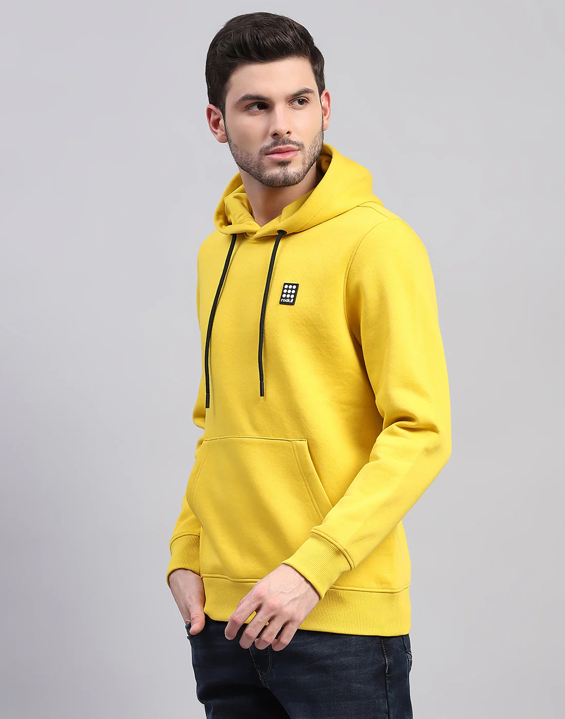 Rock.it Men Yellow Solid Hooded Full Sleeve Sweatshirt - Image 3