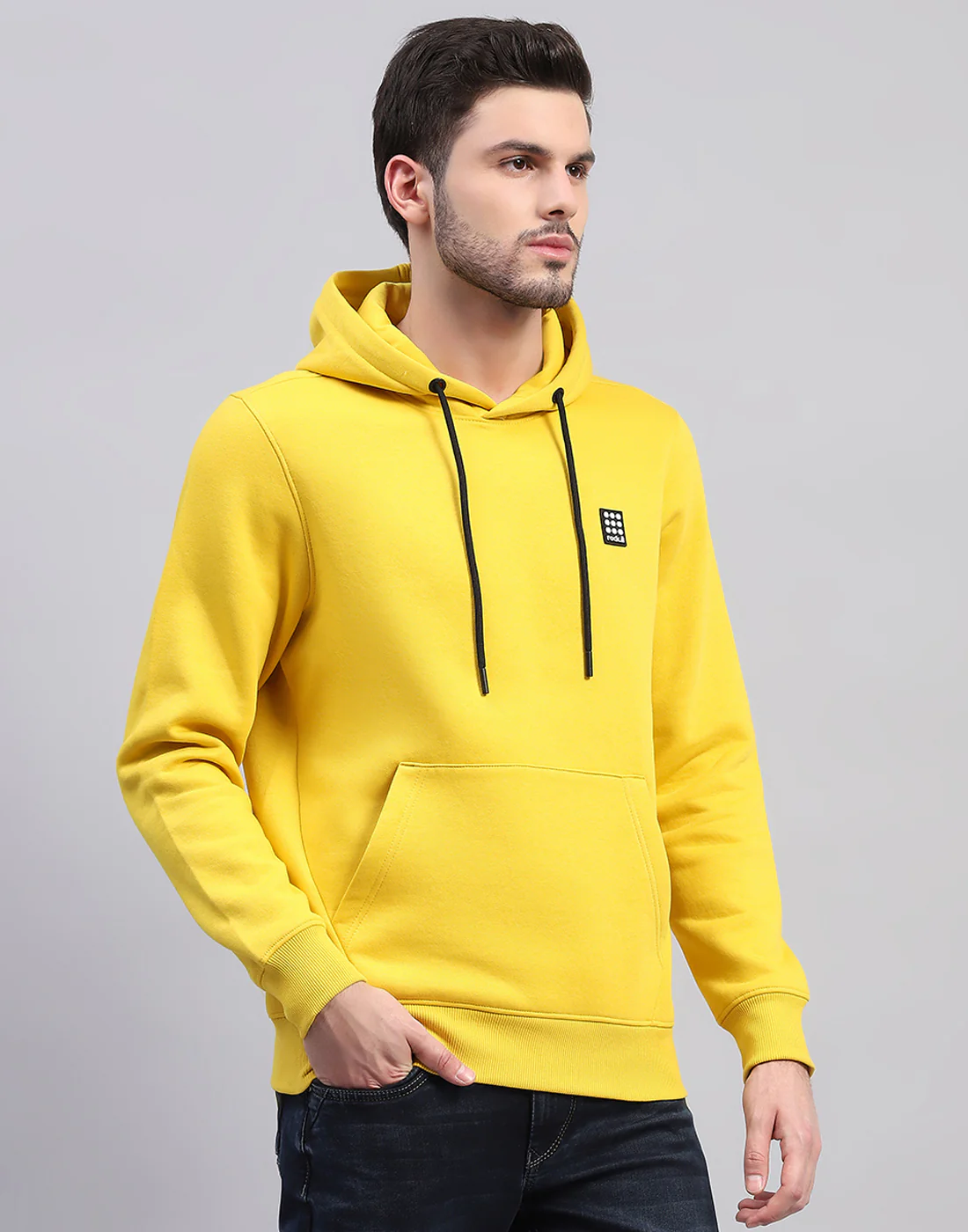 Rock.it Men Yellow Solid Hooded Full Sleeve Sweatshirt - Image 4
