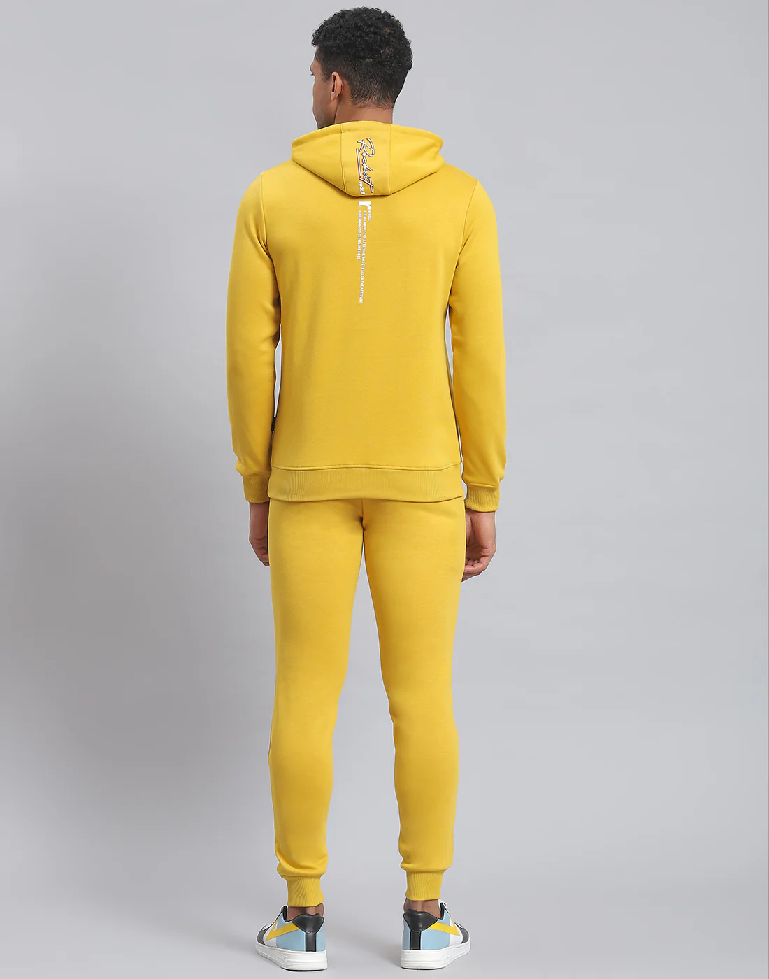 Rock.it Men Yellow Solid Hooded Full Sleeve Tracksuit - Image 5